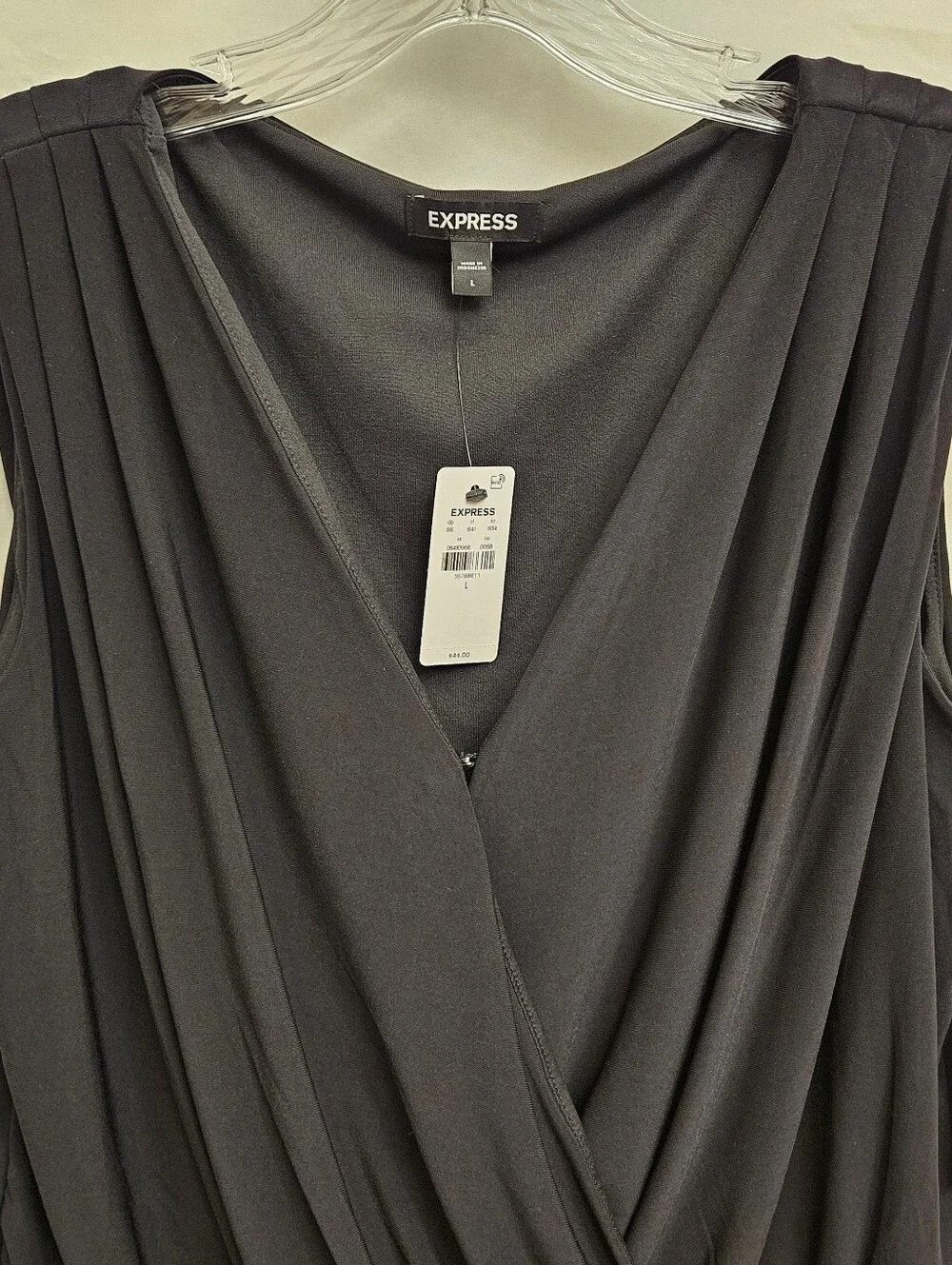Express Sleeveless Surplice Bodysuit Womens L Black NWT Office Careerwear